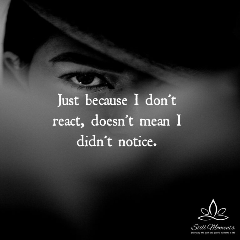 Just Because I Don’t React Doesn’t Mean I Didn’t Notice Still Moments