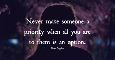 Never Make Someone A Priority When All You Are To Them Is An Option – Maya Angelou